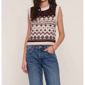 NEW HEARTLOOM vivi sweater vest in brown multi
